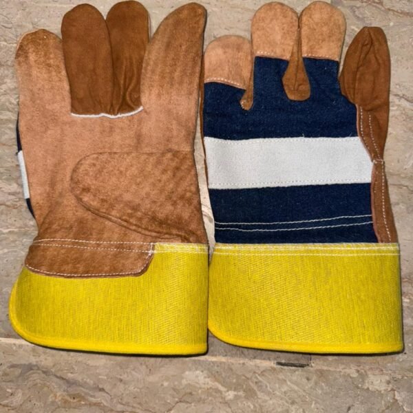 Yellow Cuff Leather Heavy Duty Working Gloves 