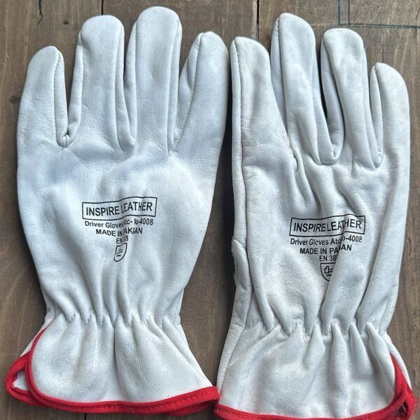 Red Lined White Driving Gloves